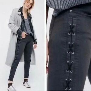 BlankNYC Black Lace Up Skinny Jeans